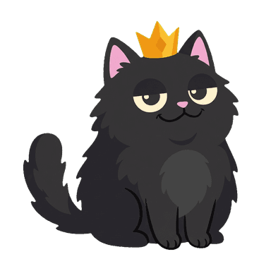 Pawker cat mascot wearing a crown